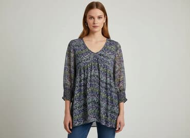 niebieska sukienka w kwiaty na wesele: Atmosphere, Tunika damska, rozmiar L — 1