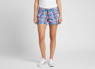 krótkie spodenki w kratę damskie: Sublevel, Szorty damskie, rozmiar M — 7