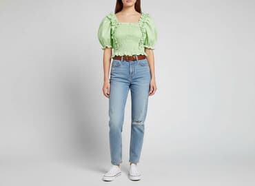 bluzki z bufiastymi rękawami białe: Flamant Rose, Women's blouse, size S — 1