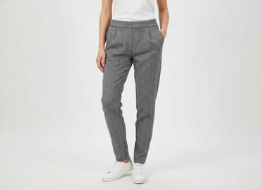 ubrania w pepitkę: Spodnie materiałowe damskie, rozmiar M — 1