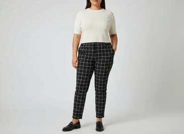 spodnie piżamowe w kratę damskie: Spodnie materiałowe damskie, rozmiar XL — 6