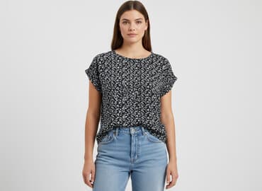 bluzka damska czarna krótki rękaw: Bluzka damska, rozmiar S — 6