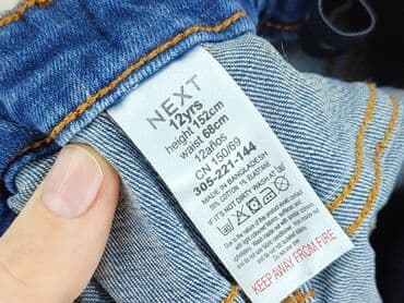 czarne woskowane spodnie: Jeans, Next, 12 years, 146/152, condition - Perfect — 4