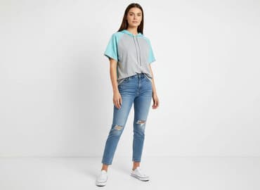 bluzka z krotkim rekawem z kapturem: Bluza z kapturem damska, rozmiar S — 1