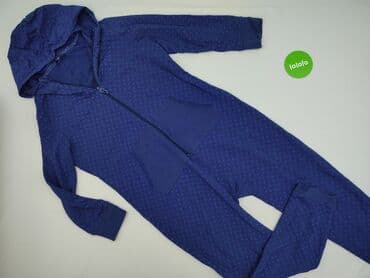 Inne ubrania męskie: Męski jednoczęściowy kombinezon dresowy z kapturem - Kolor: granatowy — 2