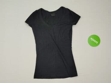 czarne t shirty damskie w serek: Ichi, T-shirt damski, rozmiar XS — 2