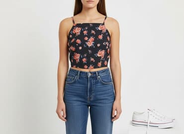 bluzki z kwiacistym wzorem: Pieces, Top damski, rozmiar L — 6