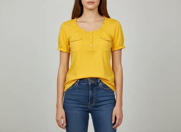 żółte bluzki z krótkim rękawem: Burton, Bluzka damska, rozmiar L — 7