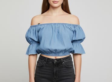 bluzki krótkie: Bershka, Bluzka damska, rozmiar S — 7