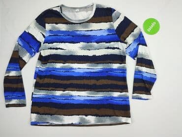 koszulka z długim rękawem w paski: Bluzka damska, rozmiar 3XL — 2