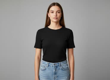 czarne t shirty damskie w serek: Sinsay, T-shirt damski, rozmiar M — 6