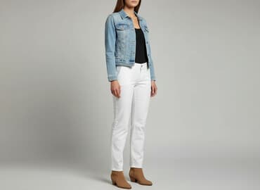 białe buty deichmann: Moto, Spodnie materiałowe damskie, rozmiar L — 8