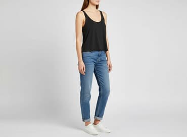 czarne bluzki na ramiączkach: H&M Basic, Top damski, rozmiar S — 6