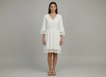 biała sukienki ażurowa: New Collection, Sukienka damska, rozmiar S — 1