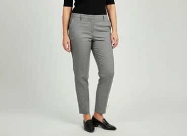 szare szerokie jeansy: Spodnie materiałowe damskie, rozmiar XL — 6