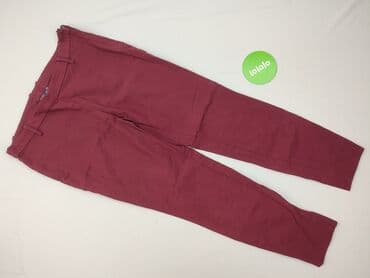 bordowe spodnie woskowane: Yessica, Spodnie materiałowe damskie, XL — 2