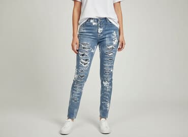 spodnie jeansowe z naszywkami: Jeans for women, size S — 5
