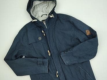 Męska kurtka z kapturem, granatowa, rozmiar XL. - Styl: parka/anorak