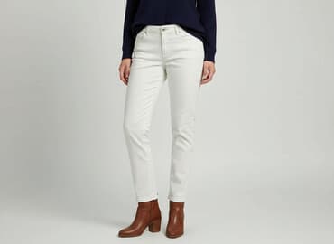 szare szerokie jeansy: Spodnie materiałowe damskie, rozmiar M — 7