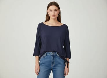 bawełniana bluzka z gumką na dole: Bluzka damska, rozmiar S — 5