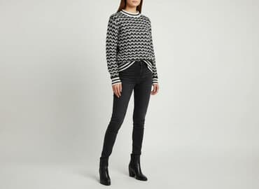 kurtka zimowa w pepitkę: Sweter damski, rozmiar S — 1