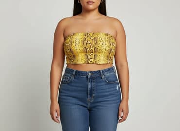 bluzka żółta w czarne paski: Boohoo, Top damski, rozmiar 5XL — 6