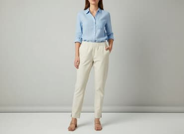 beżowe spodnie new yorker: Spodnie materiałowe damskie, rozmiar S — 5