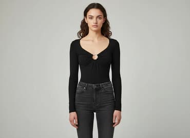 czarne bluzki dekolt v: Bluzka damska, rozmiar S — 6