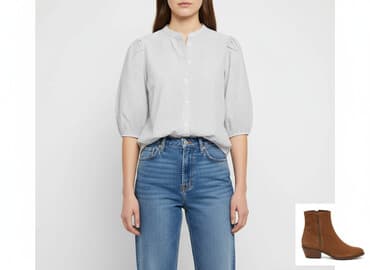 białe prążkowane bluzki: Ichi, Bluzka damska, rozmiar M — 1