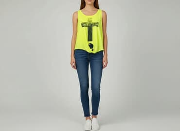 cropp bluzki z krótkim rękawem: Gina Tricot, Top damski, rozmiar L — 6