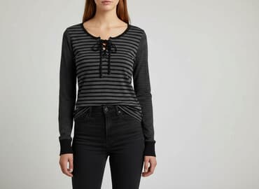 legginsy w prążki hm: H&M, T-shirt damski, rozmiar S — 7