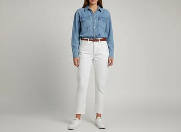 szerokie spodnie jeansowe: Jeansy damskie, rozmiar M — 5