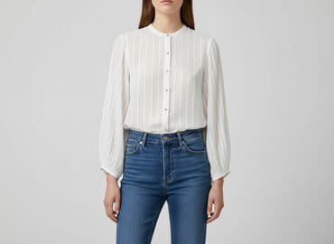 białą bluzka z długim rękawem zara: Zara, Bluzka damska, rozmiar L — 1