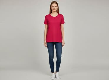 bluzki amarantowa: Coton, T-shirt damski, rozmiar S — 6