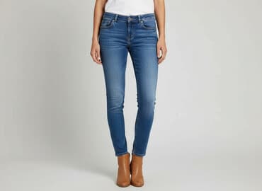 jeansy z asymetrycznym zapieciem: Jeansy damskie, rozmiar S — 7