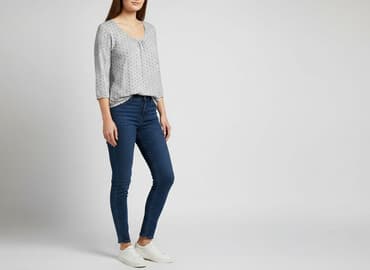 bawełniana bluzka z gumką na dole: Bluzka damska, rozmiar S — 6