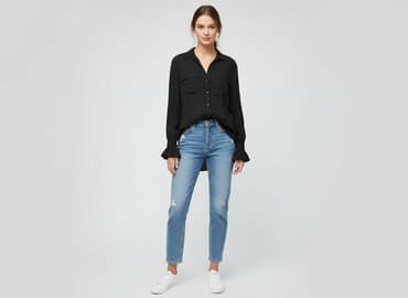 czarne body z długim rękawem h m: H&M, Women's blouse, size S — 1