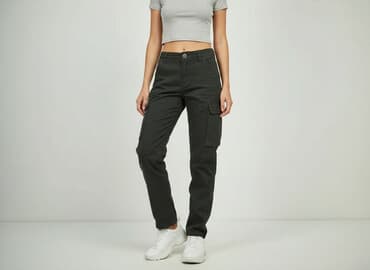 spodnie moro cargo bershka: Bershka, Spodnie cargo damskie, rozmiar 2XS — 8