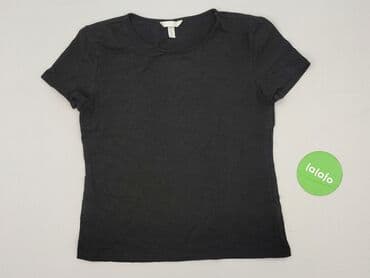 czarne t shirty damskie w serek: H&M, T-shirt damski, rozmiar L — 2