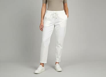 spodnie ze ściągaczem na dole: Material trousers for women, size S — 1