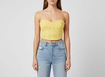 siateczkowe bluzki bershka: Bershka, Top damski, rozmiar M — 8