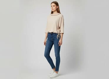 beżowe buty na koturnie ccc: MEGI, Bluzka damska, rozmiar S — 6