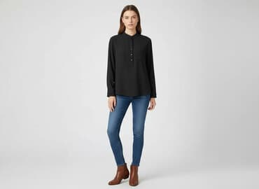 czarne bluzki z bialym kolnierzykiem: Bluzka damska, rozmiar M — 6