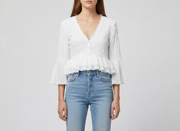 białą bluzka z długim rękawem zara: Zara, Bluzka damska, rozmiar XS — 1