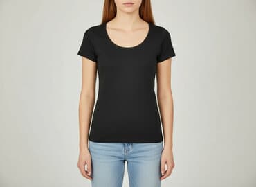 czarne t shirty damskie w serek: Extenso, T-shirt damski, rozmiar S — 7