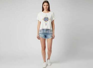 biały t shirt zara: Up FASHION, T-shirt damski, rozmiar M — 7