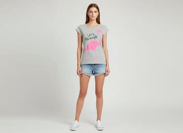 t shirty z flamingiem: Sinsay, T-shirt damski, rozmiar XS — 1