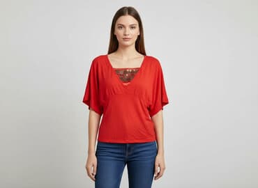 piękne czerwone sukienki na wesele: Bluzka damska, rozmiar M — 6