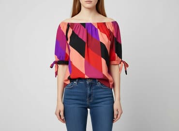 tanie bluzki z krótkim rękawem: Bluzka damska, rozmiar M — 6