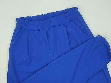 Spodnie damskie, kobaltowe - Fason: zwężane nogawki, lekko